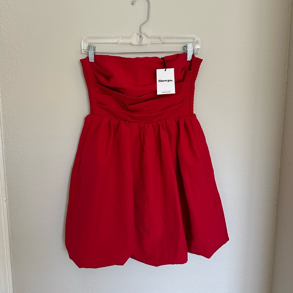 ShowPo. SHAIMA MINI DRESS - STRAPLESS DRESS IN RED